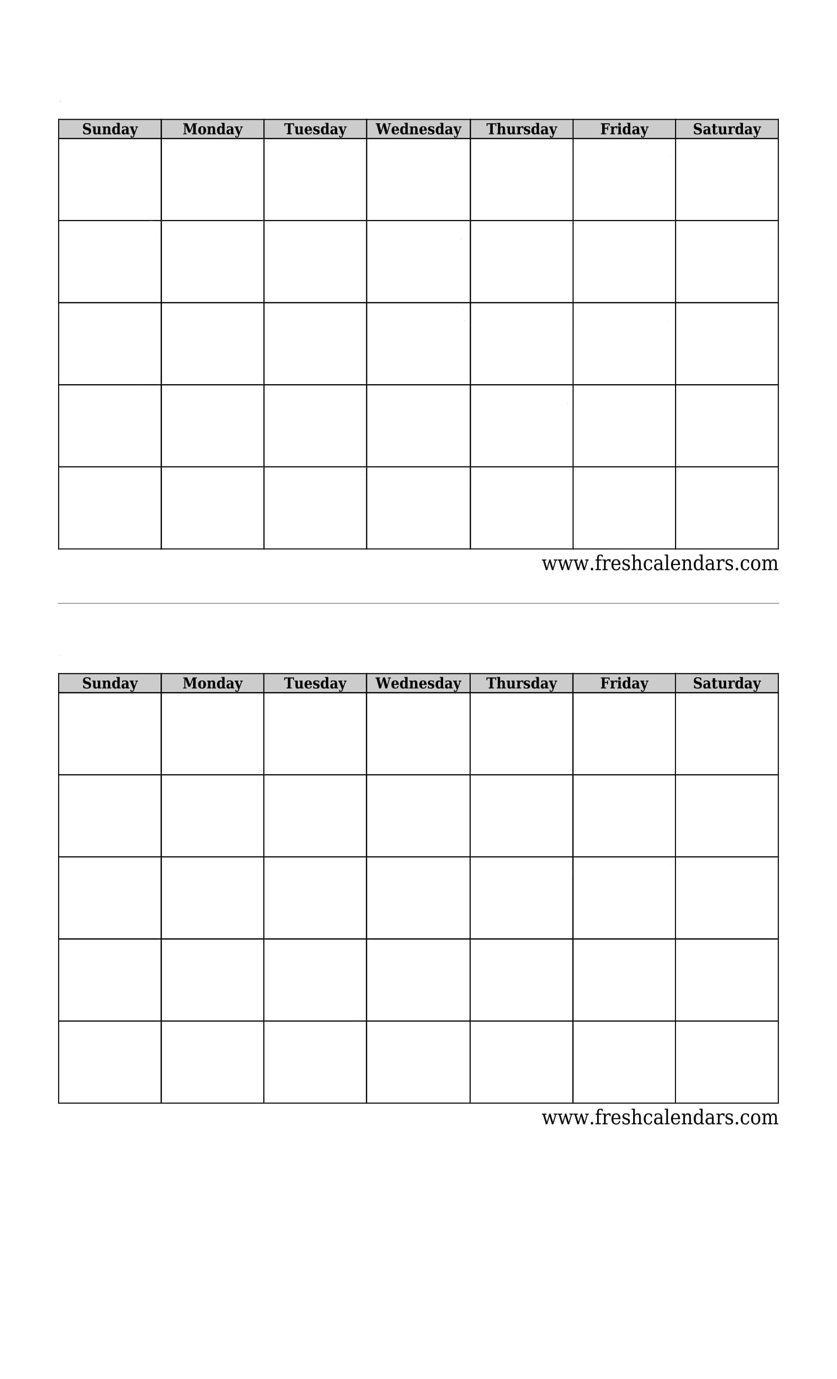 Blank Calendar Two Months One Page