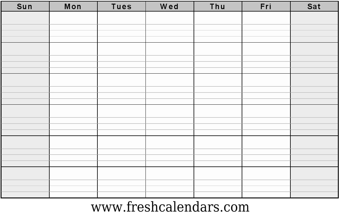 Blank calendar template with lines 2026