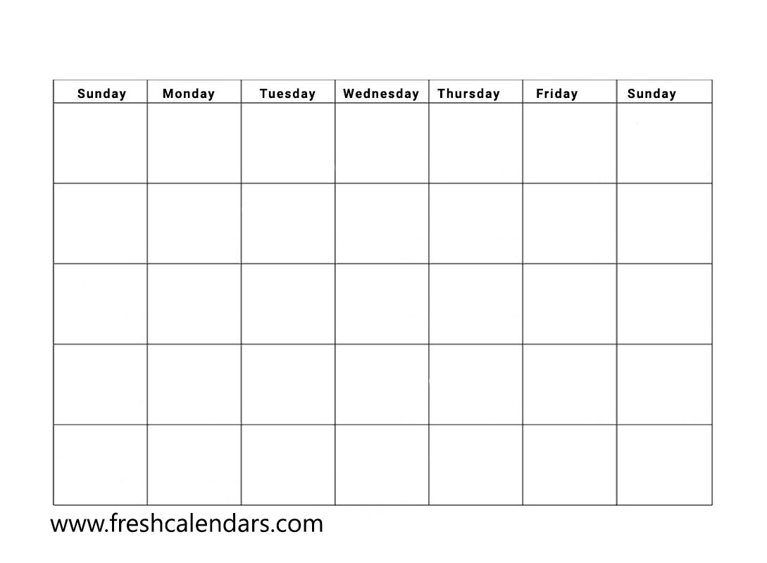 Printable Blank Calendar Professional