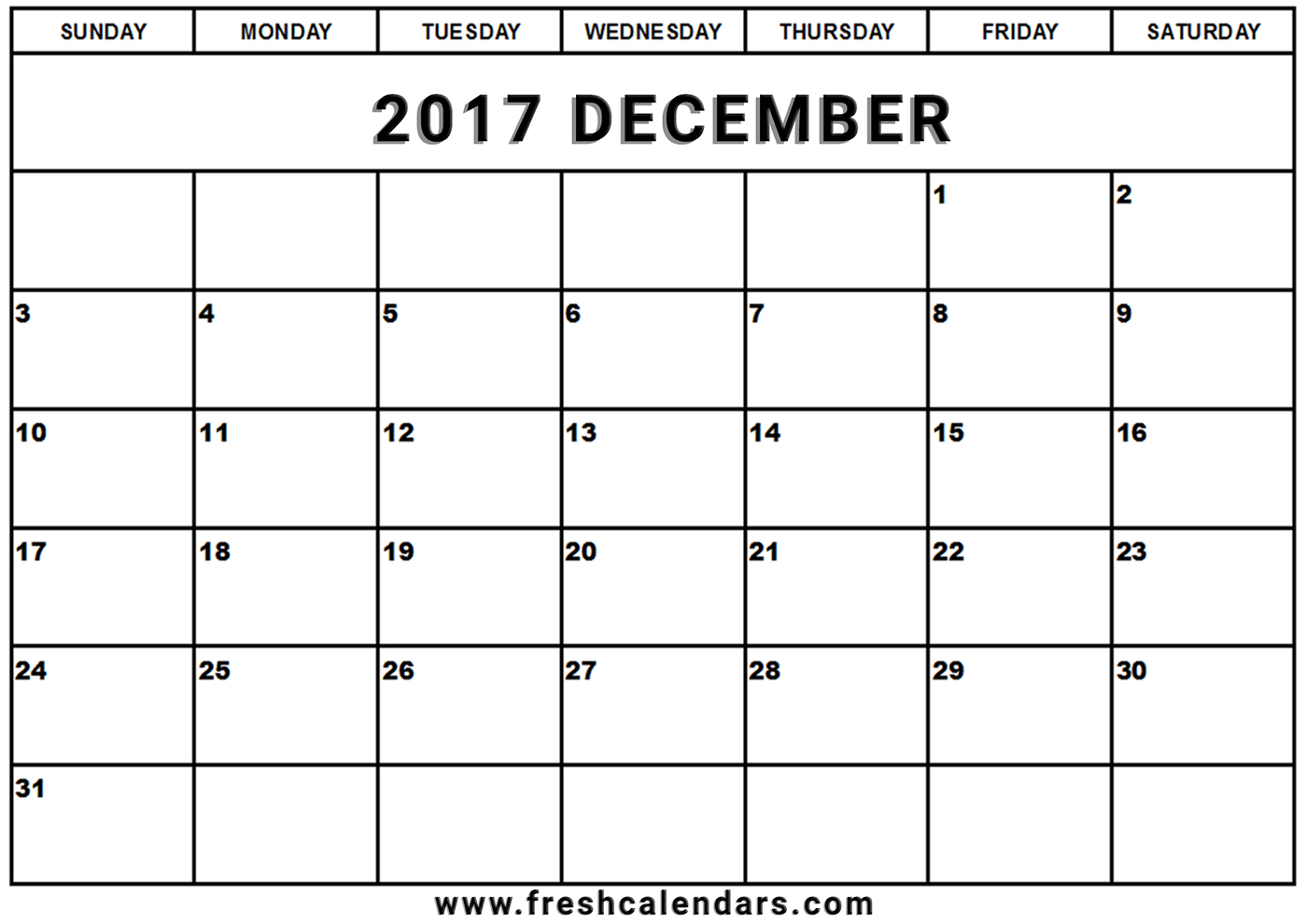 2017 December Calendar