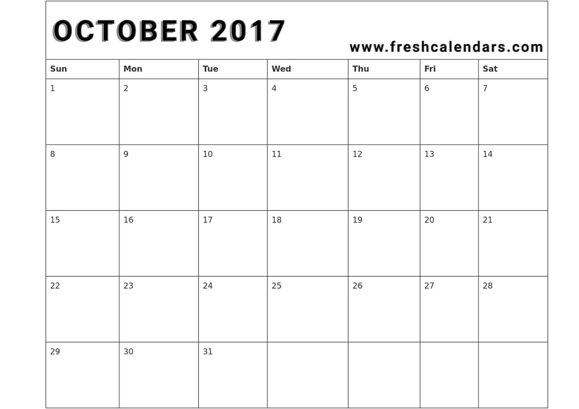 Printable 2017 Calendar for free