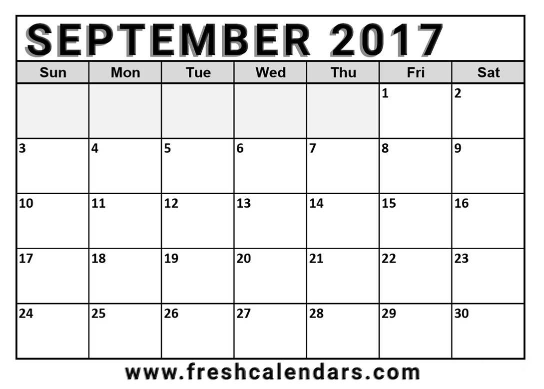 September 2017 Calendar Free Printable Format HD