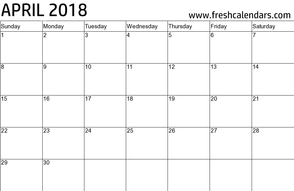Simple April 2018 Calendar Free Download Pdf Format