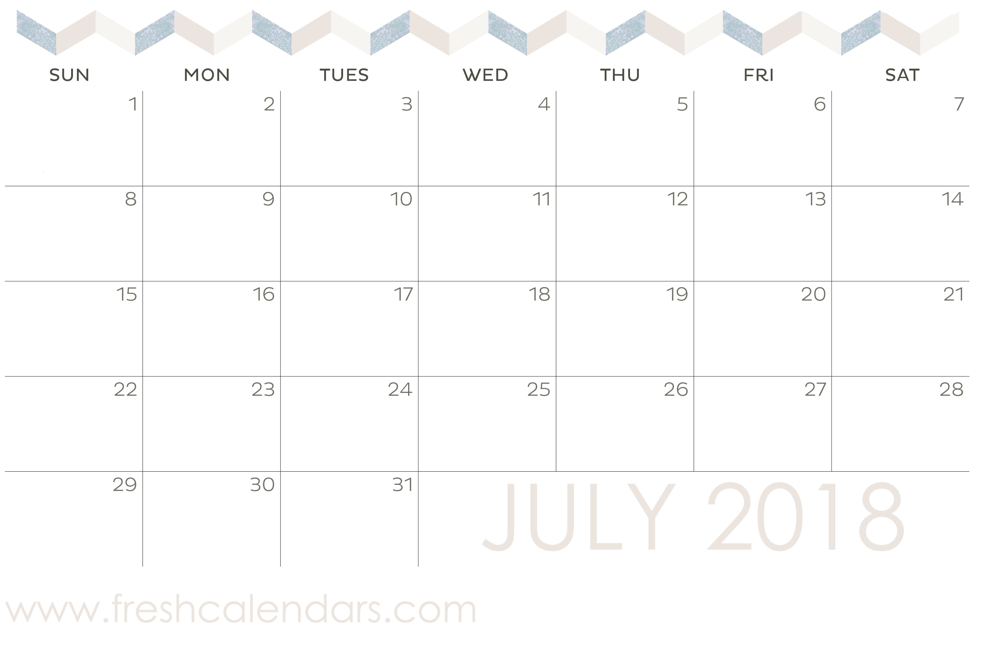 July 2018 Calendar Printable Online Yellow