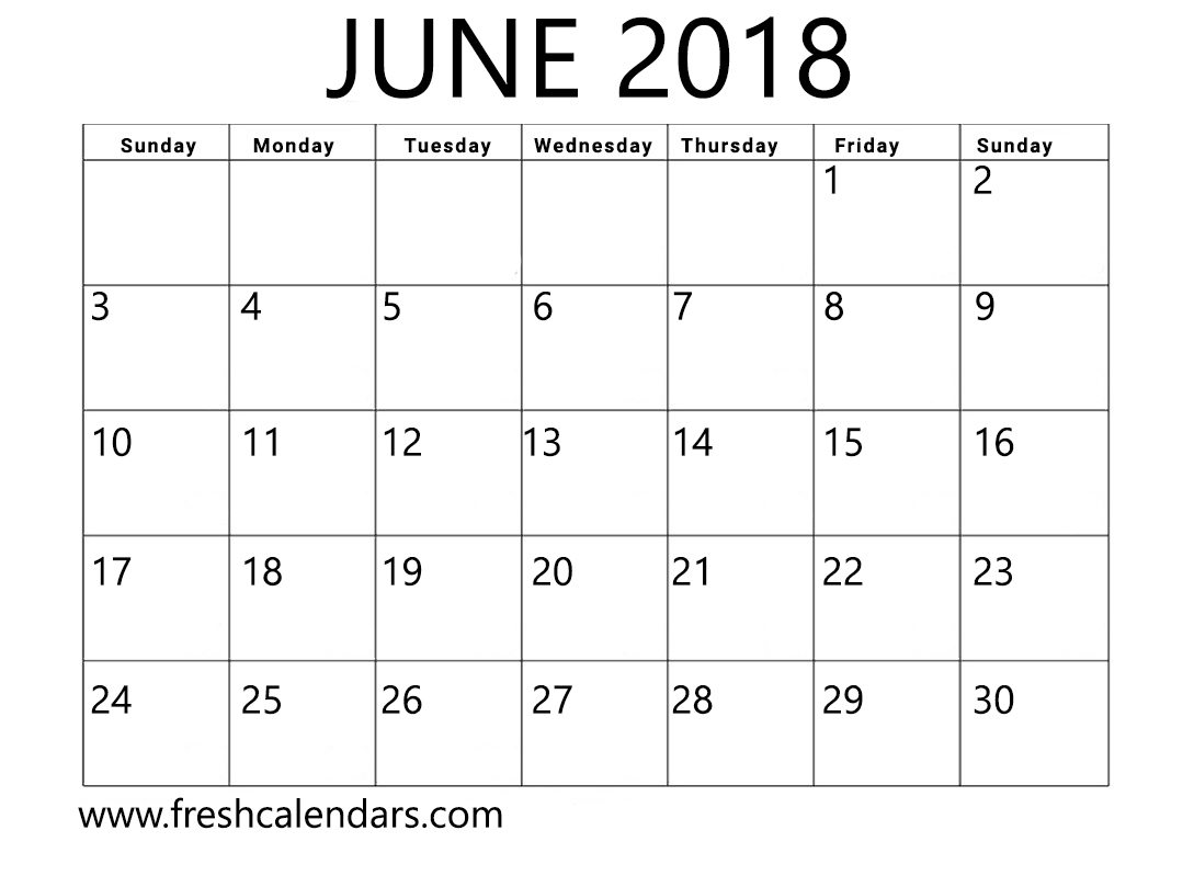 Simple and Strong June 2018 Calendar Printable Template