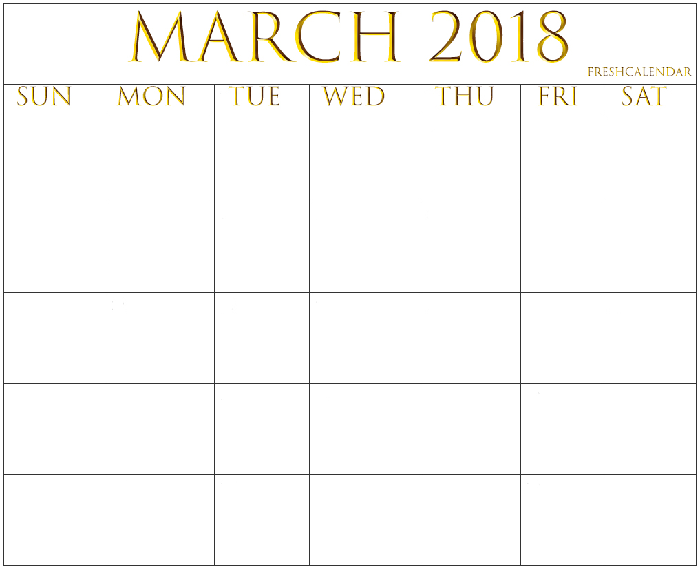 March 2018 Blank Calendar