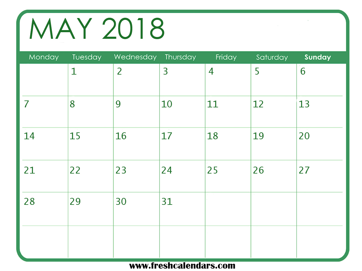 Free Download May Calendar 2018 Highlight