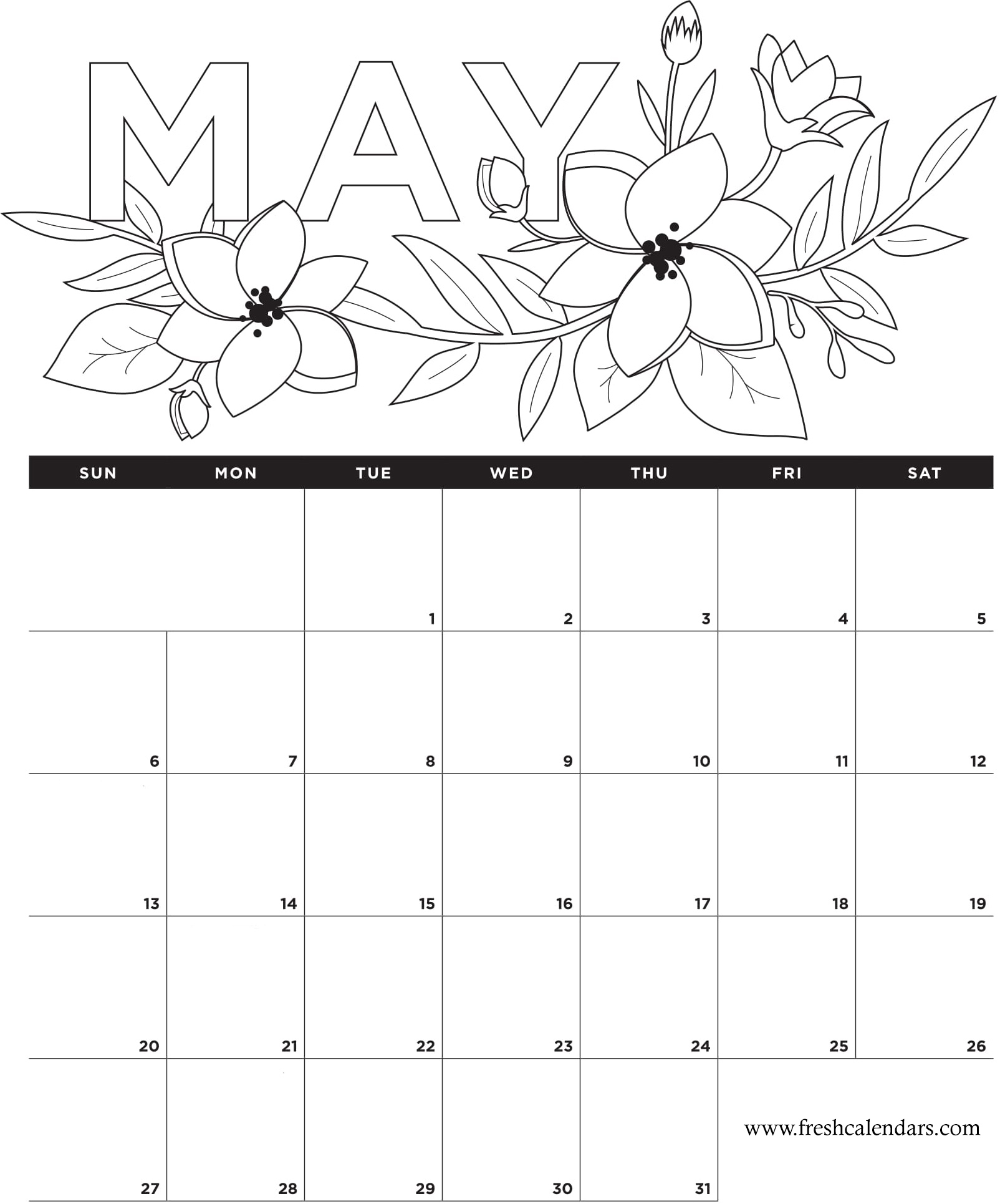 May 2018 Calendar Flowers Wallpaper