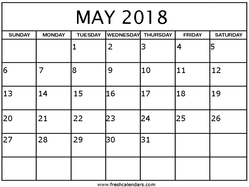 May 2018 Calendar Template