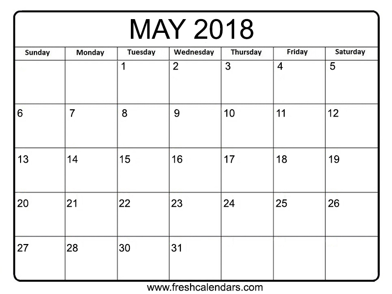 Simple May 2018 Calendar