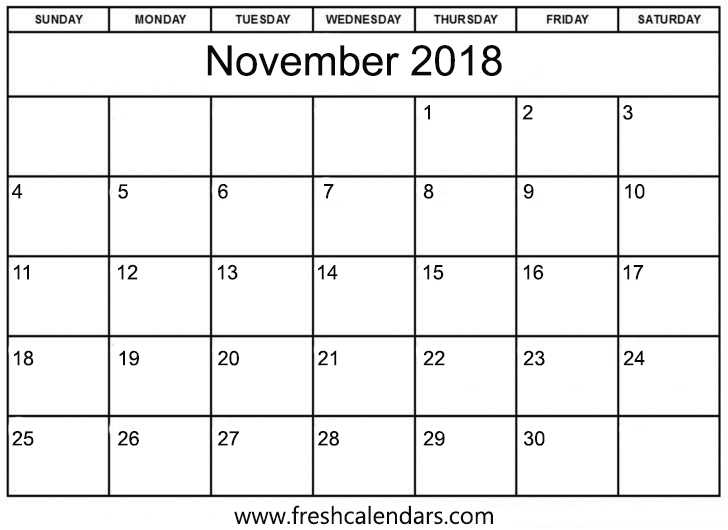 Blank January Calendar 2018
