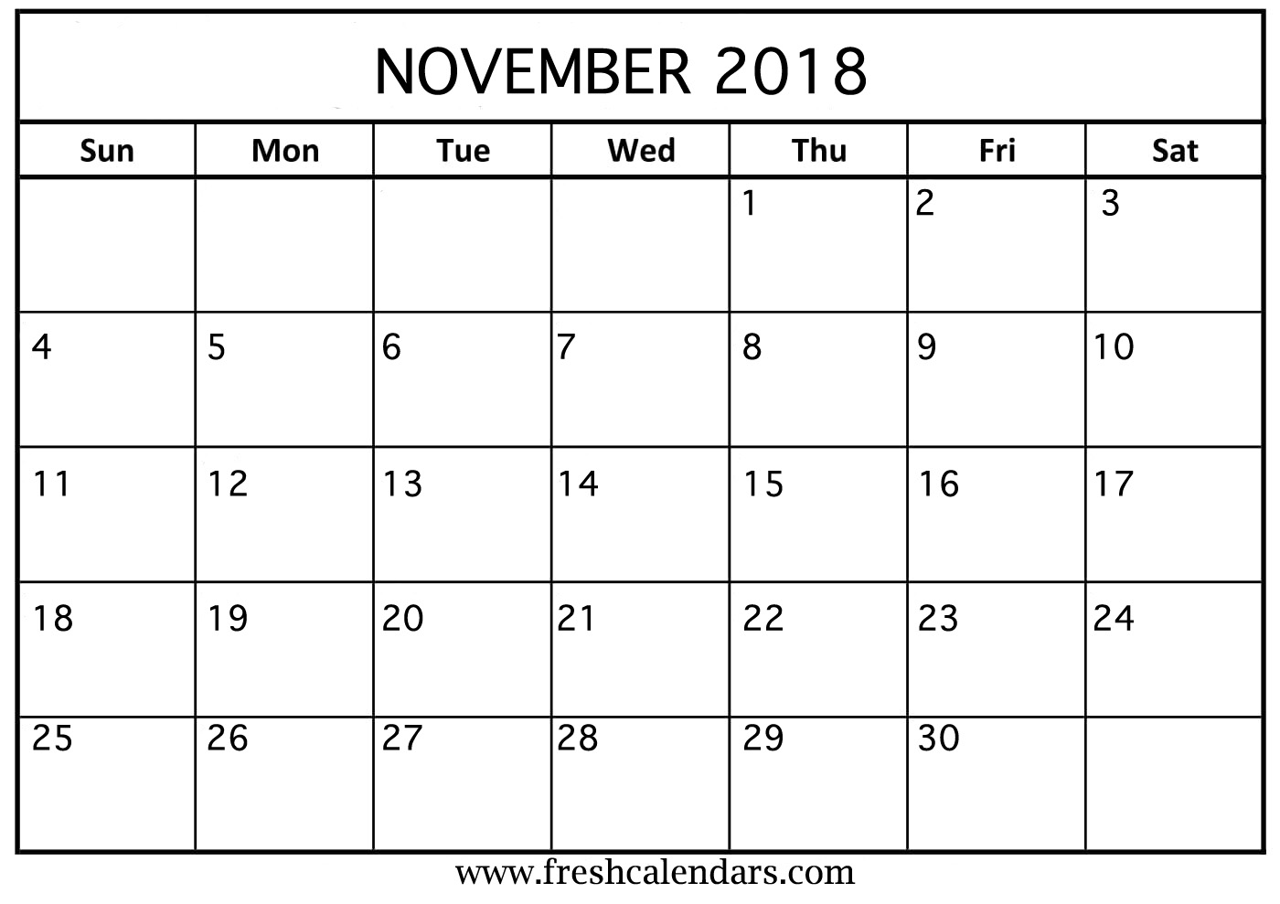 Nov 2018 Calendar