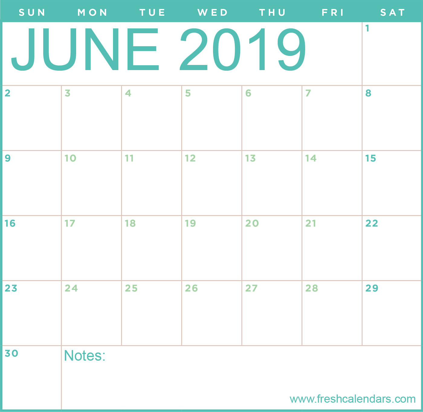 June 2019 Calendar Templates Online