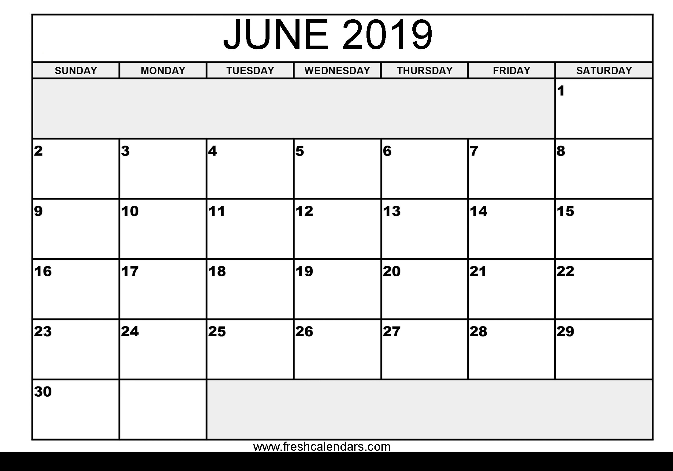 June 2019 Calendar Templates