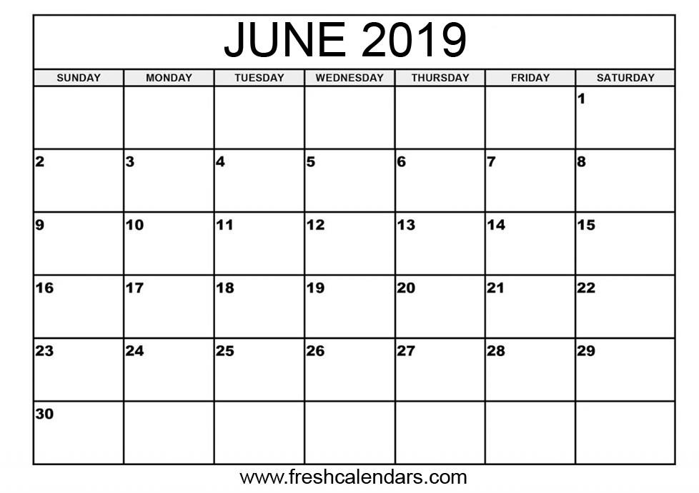 June Calendar 2019