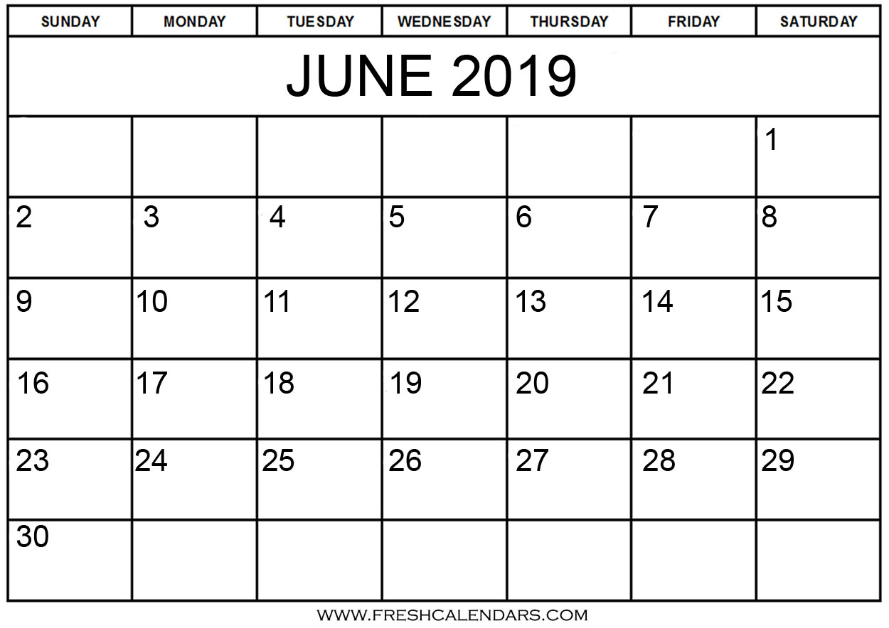 june 2019 calendar