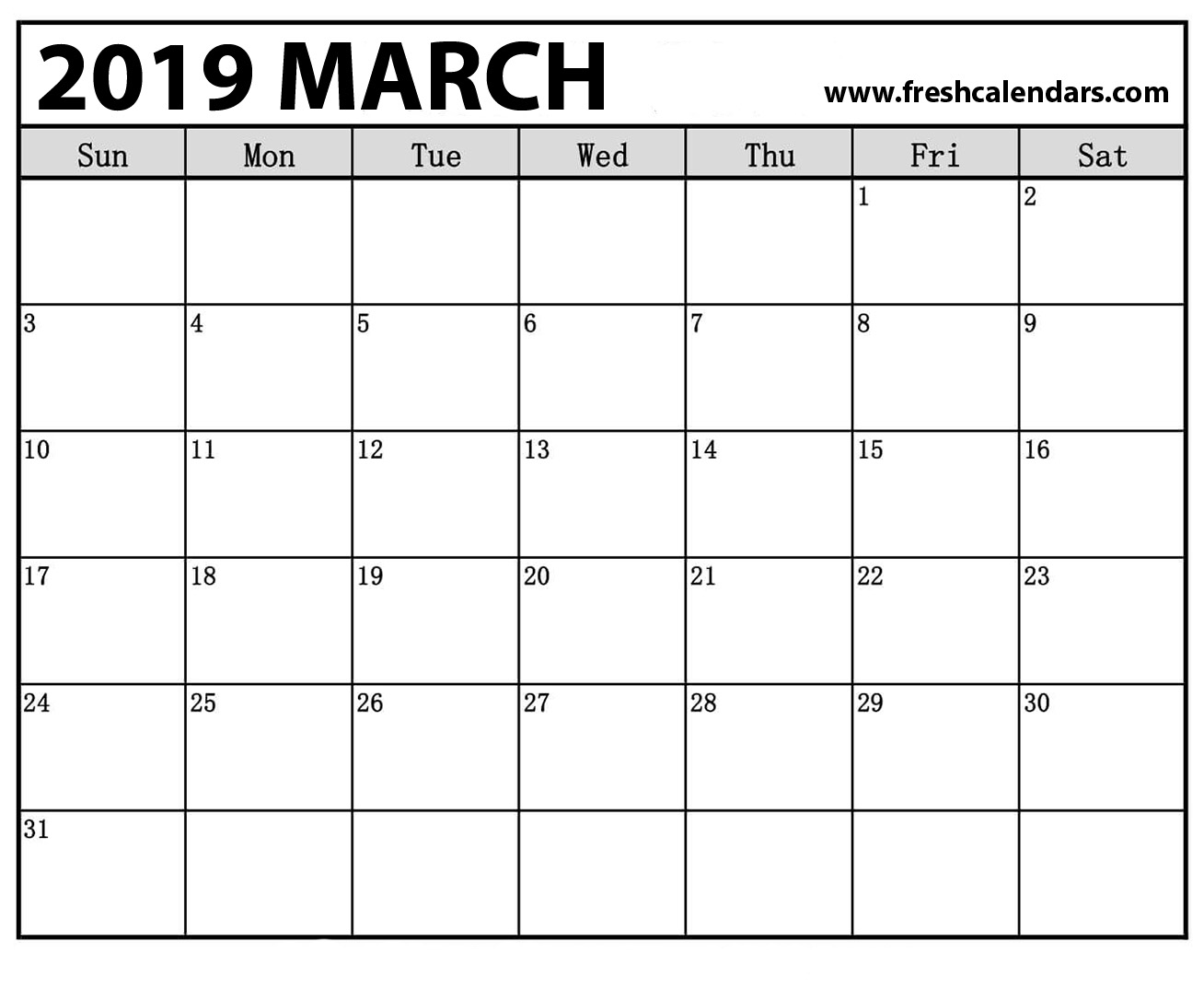 2019 March Calendars