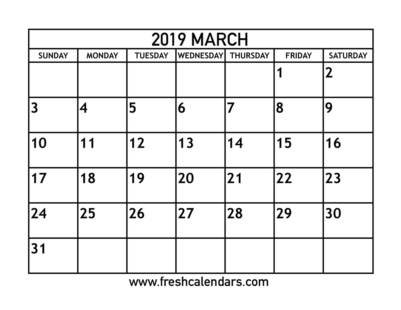 March 2019 Calendar 2