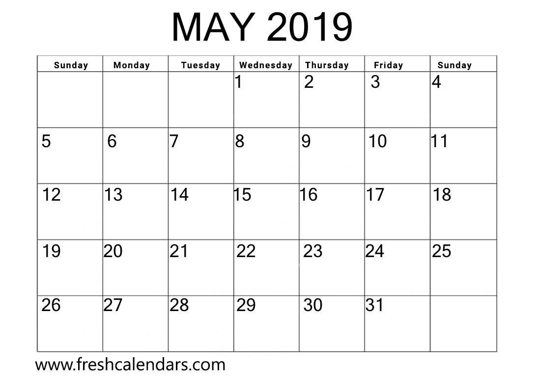 Bold May 2019 Calendar