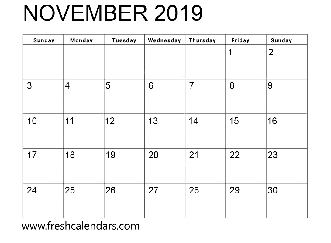 Nov 2019 Calendar