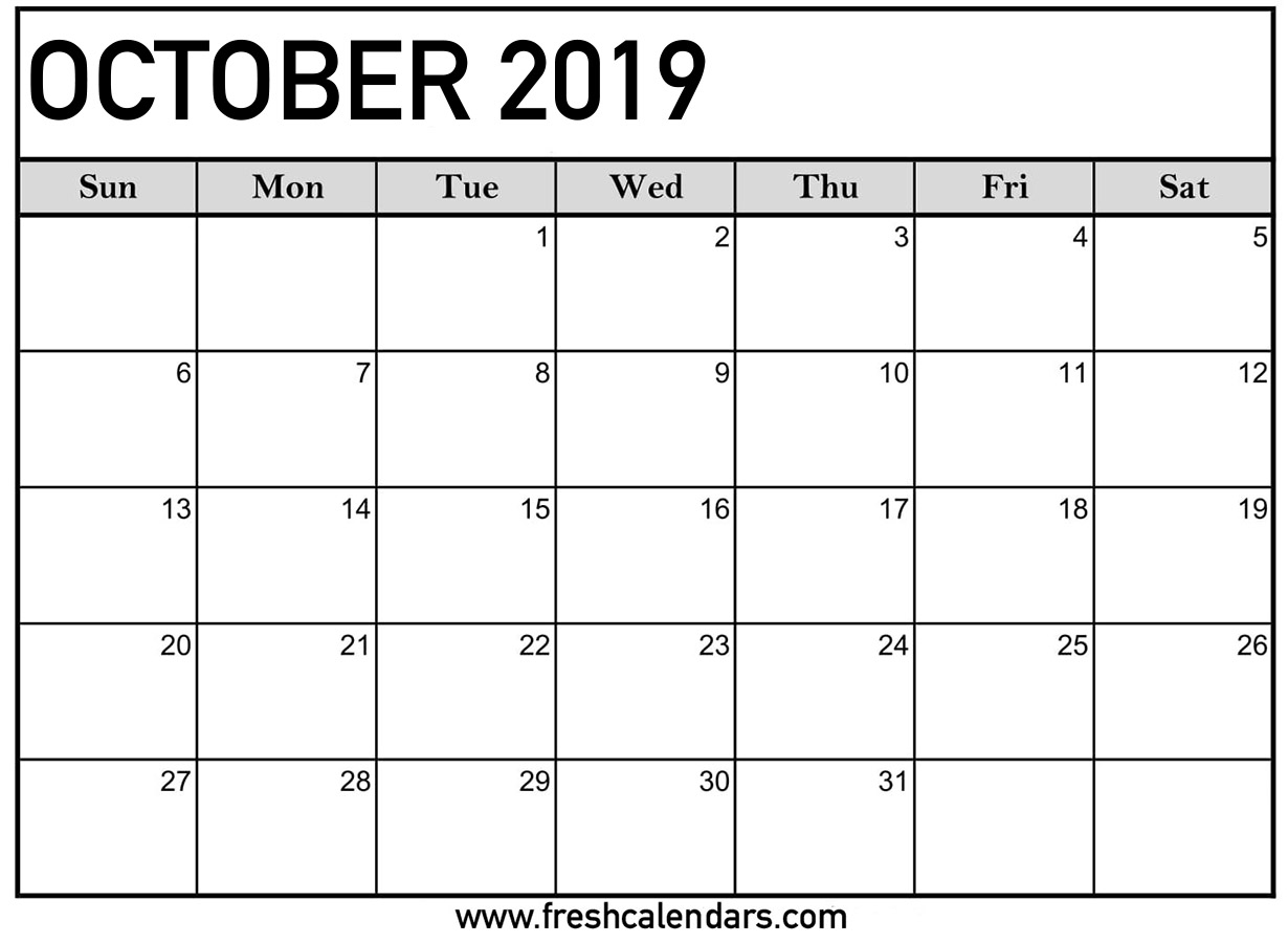 Calendar October 2019