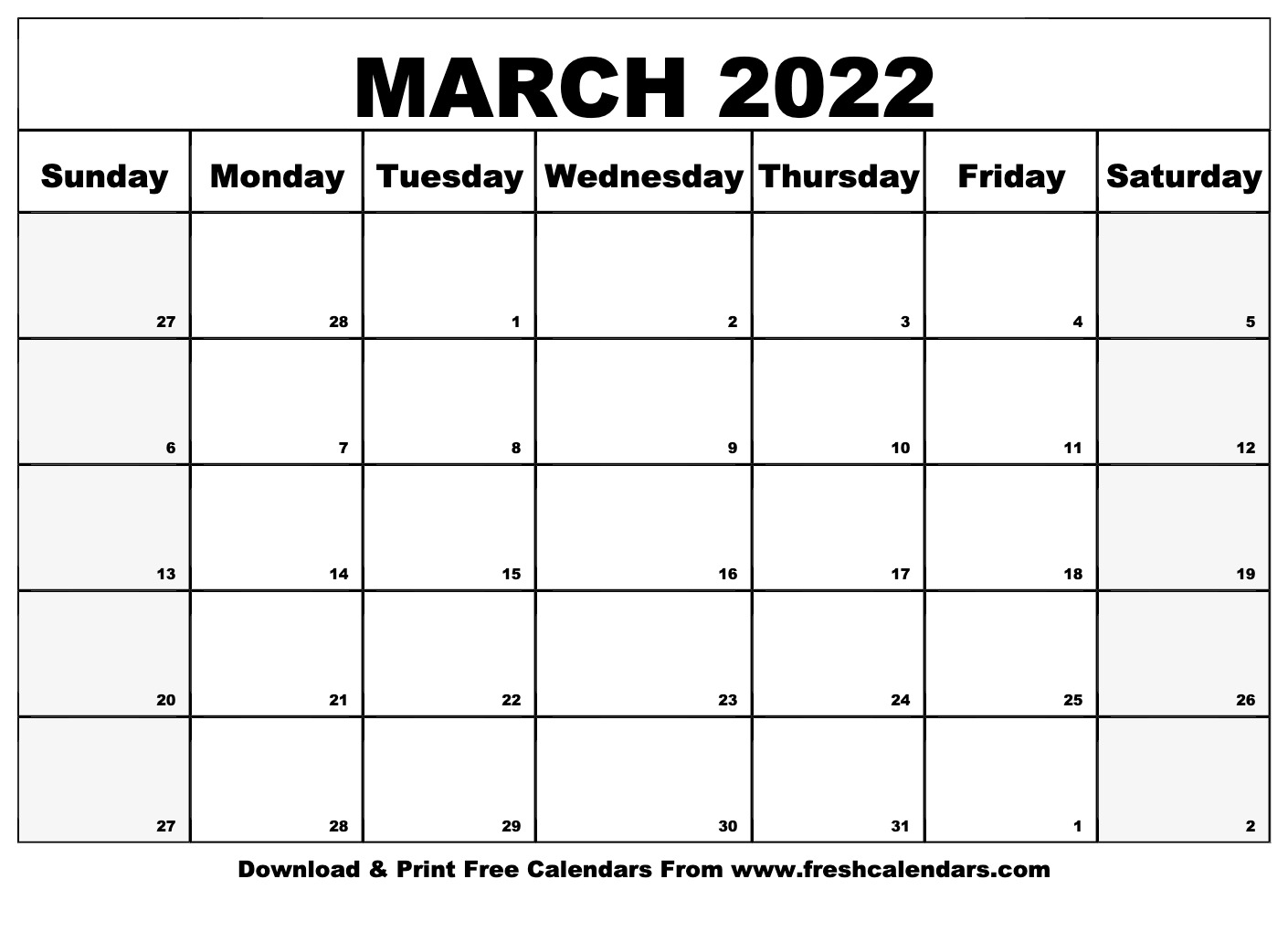 March 2022 Calendar Free Printable Calendar Templates March 2022