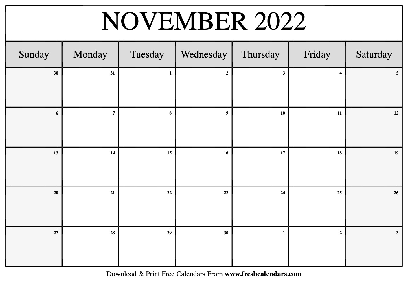 Blank Printable November 2022 Calendars Blank Printable November 2022 Calendars