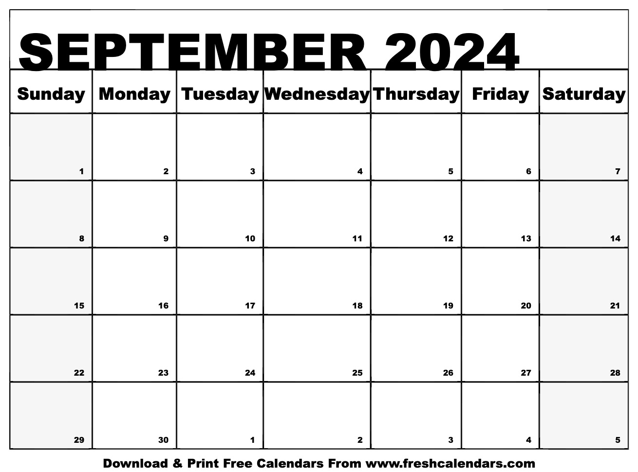 Blank Printable September 2024 Calendars