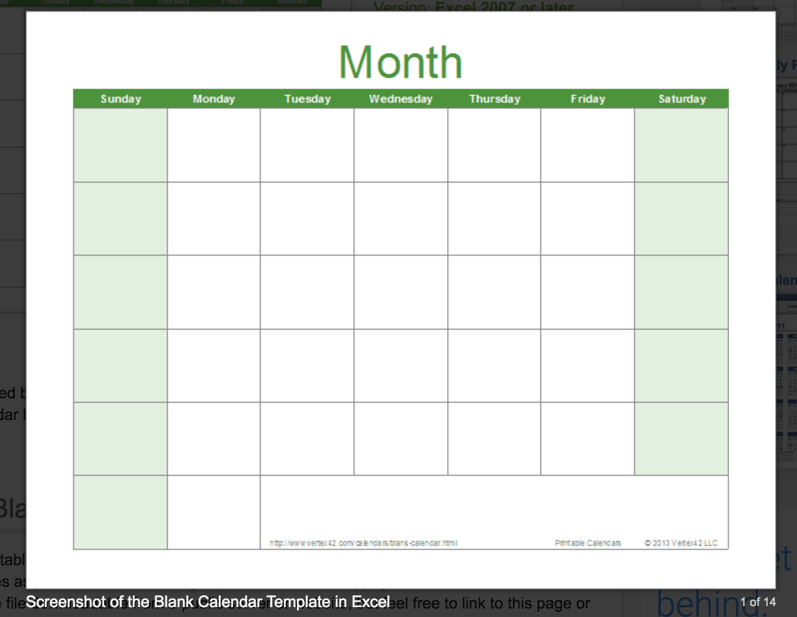 You can also download a blank calendar template for Microsoft Excel from Vertex42